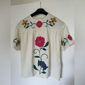 Red Valentino Floral Embroidered White Blouse NWT size 40
